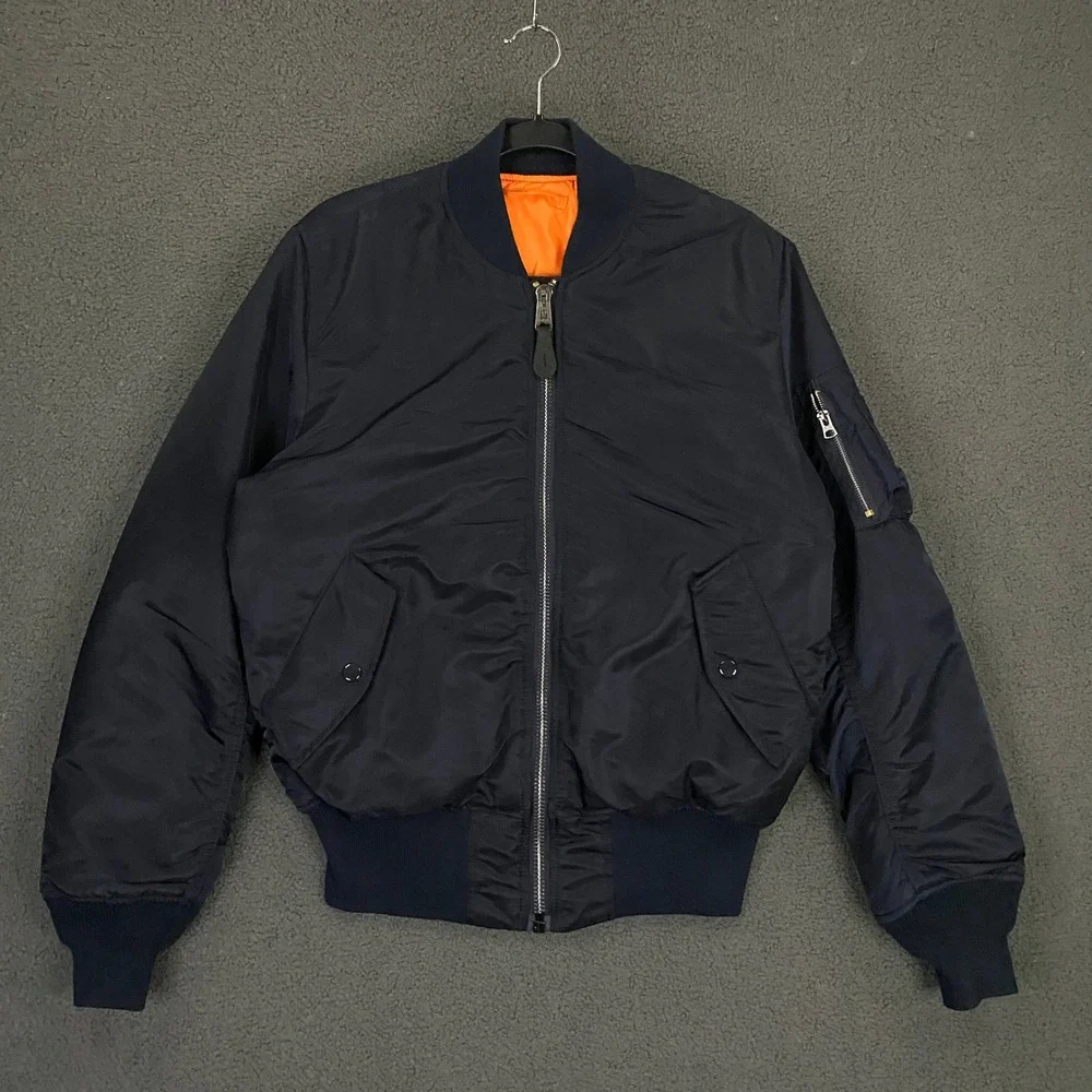 Alpha Industries MA-1 Intermediate Flyers Jacket sz Small Navy Reversible Bomber